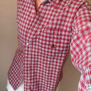 Urgent Gear 90s vintage red white plaid button down Christmas holiday